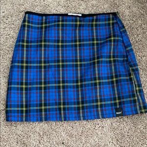 Blue plaid skirt